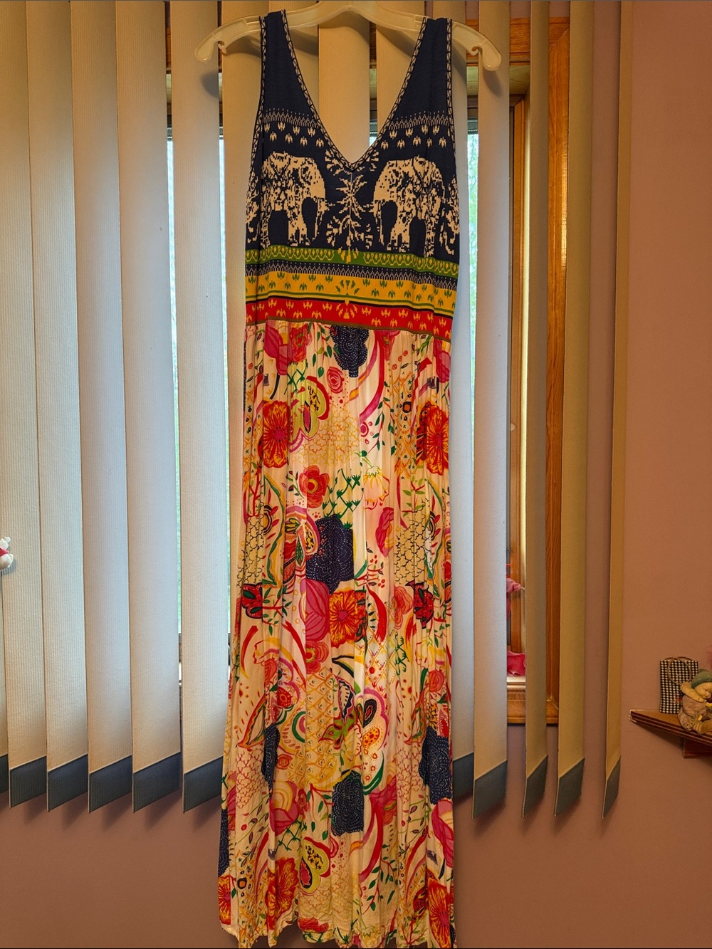 Desigual Blue & Multicolor Boho Elephant-Print Maxi Dress